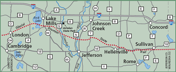 Glacial Drumlin State Trail – Jefferson County map