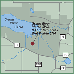 Grand River Marsh State Wildlife Area and Fountain Creek Wet Prairie map