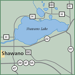 Shawano Lake and County Park map
